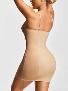 SHAPORA Shaping Underwire Cupped Shapewear Slip Dress Body Shaper Bust& Butt Lifter-Tummy Waist Thigh Control - Apricot - View 5