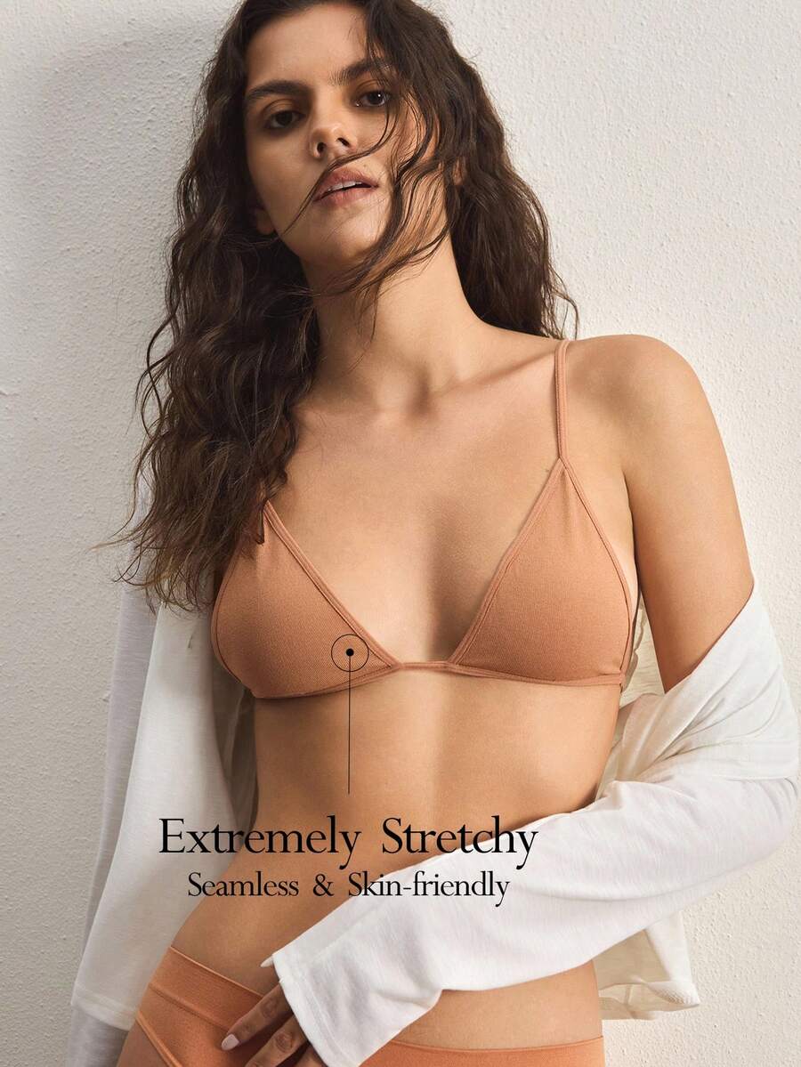 Ocili Bra Mini Cup Tanpa Jahitan dengan Leher U Tanpa Punggung, Pakaian Dalam Wanita yang Nyaman - Khaki - View 1