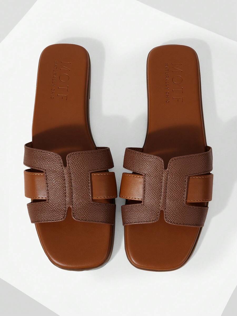 MOTF PREMIUM WOMEN'S COMFORTABLE MINIMALIST CASUAL FLAT SANDALS FOR CHRISTMAS SPRING SHOES - Mocha Brown - View 1