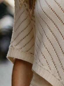 Louniche Elegant Asymmetrical Shoulder Design Summer Style Women's Sweater - Khaki - View 7