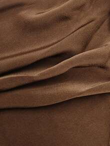 EMERY ROSE Black Mandarin Collar Ruffle Hem Sleeveless Elegant Blouse For Women - Coffee Brown - View 5