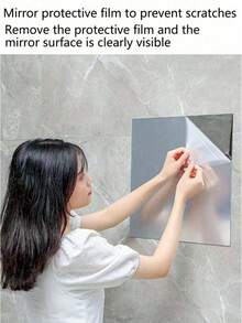 Unbreakable Acrylic Rounded Corner Full Length Wall Mirrors, Shatter-Proof, Suitable For Bedroom, Home Gym, Bathroom (Comes With Double-Sided Tape), Best Gifts For Birthday Graduation, Home Decor, Back To School Room Decor & School Supplies - size - View 3