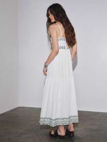 MOTF PREMIUM VACATION FLORAL PLACEMENT PRINT BACKLESS WAIST-CINCHED A-LINE DRESS SPRING/SUMMER - White - View 7
