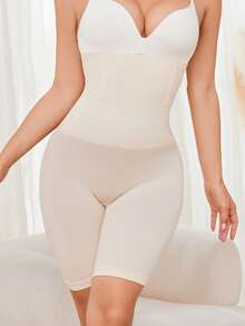 SHAPORA Shorts moldeadores de cintura alta de unicolor para mujer - Beis - Ver 4
