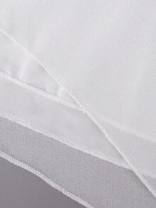 Franclia Casual Solid Color Ruffle Sleeve Short Sleeve Bow Decor Asymmetrical Hem Shirt - White - View 6
