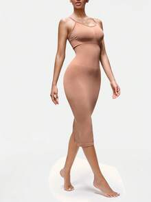 SHAPORA 1pc Women's Sleeveless Bodycon Dress - Brown - View 2