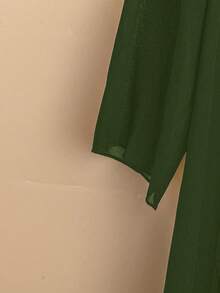 EMERY ROSE Plus Size Women's Solid Color Casual Versatile Daily Wear Cardigan Fall - Army Green - View 4