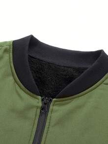 Manfinity Homme Men's Colorblock Long Sleeve Zipper Front Casual Baseball Jacket - Army Green - View 7