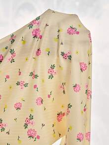 CottageSlumber Lettuce Edge Ditsy Floral Short Sleeve Long Pants Plus Size Women's Pajama Set - Yellow - View 6