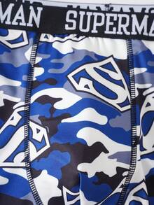 SUPERMAN X SHEIN Men's Fashion Camouflage Print Boxer Briefs - Blue and White - View 3
