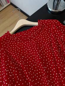 GlowEve CURVE Plus Size Women's New French Elegant Ruffle Edge Polka Dot Puff Short Sleeve Blouse, Unique Exquisite Top - Multicolor - View 5