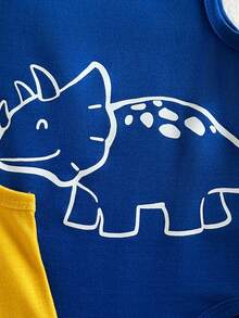 SHEIN 男嬰恐龍印花圓領時尚休閒3件組連身衣套裝 - 彩色 - 查看 3