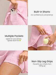 GLOWMODE Falda de entrenamiento de 4.5" cómoda y elástica con control de abdomen 360°, cintura ultra alta en forma de V, volantes en la cadera y pantalones cortos integrados, para tenis, golf y uso diario, secado rápido, primavera y verano - Rosa - Ver 5