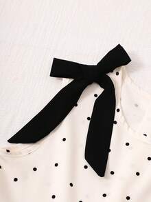 SHEIN Tween Girl Black Polka Dot Sleeveless Black Dresses Fall Style US Fall Style Fall Outfits - Apricot - View 3