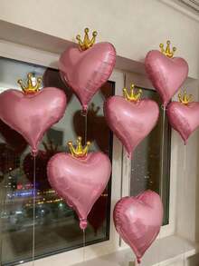 MINKOJA 6Pcs 19-Inch Crown & Heart Shaped Floating Balloons, Suitable For Wedding Decoration, Mother's Day, Proposal, Date Photo Props, Indoor/Outdoor Decor, Bridal Shower, Birthday - multicolor - View 7