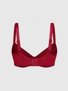 SHAPORA 3pcs Spaghetti Strap Solid Color Bras & Wireless Bras (Red + Dark Grey + Blue) - Multicolor - View 14