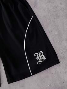 Teen Boys Street Style Casual Fashion Comfortable Short Sleeve T-Shirt And Shorts Set - Black - View 7