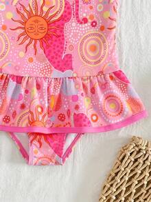 SHEIN Baby Girl 3D Bow Decor Sun Polka Dot Print Strap Romper - Multicolor - View 5