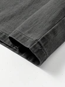 SHEIN 女童2件組牛仔套裝，夏季，柔軟，棉質，休閒，時尚，百搭，舒適，極簡，無袖牛仔背心，圓領，後開衩單鈕扣，彈性腰圍，蝴蝶結腰帶，經典五口袋修身版型，黑灰色水洗2件組牛仔褲套裝，適合日常出遊與度假 - 灰色 - 查看 4