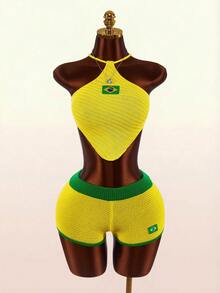 Bumpella Nuevos shorts de punto mini de la Copa del Mundo de Brasil - Amarillo - Ver 7