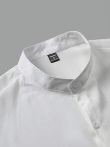 Manfinity Homme Men's Solid Color Single-Breasted Casual Commuter Short Sleeve Shirt - White - View 3
