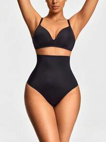 SHAPORA Prenda moldeadora de unicolor de cintura alta y sin costuras para mujer - Negro - Ver 5