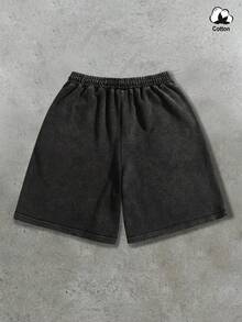 STYNVO Men's Drawstring Waist Patchwork Casual Everyday Shorts - Black - View 2