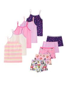 5pcs/Set Girls Cartoon Little Girl Print Soft Basic Camisole & Panty Set Autumn Fall - Multicolor - View 2