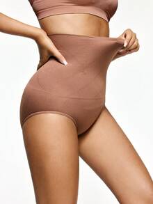 SHAPORA Deep Skin Tone, Chocolate Color, High Elasticity, Waist Slimming, Flattering Curves, Minimalist Daily Wear Women's Shapewear Bottom - Coffee Brown - View 5