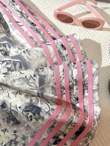 SHEIN All Season Teen Girls Loose Casual Street Style Design Camouflage Leaf Print Side Color Block Stripe Long Pants Suitable For Daily Commute Casual V... - Multicolor - View 6