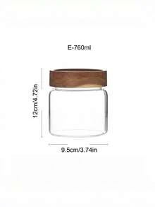 1pc Glass Storage Jar, Airtight Food Container With Wooden Lid, Transparent Glass Canister Suitable For Pantry, Kitchen To Store Flour, Sugar, Tea, Coffee, Snacks, Spices, Etc. - Multicolor - View 8