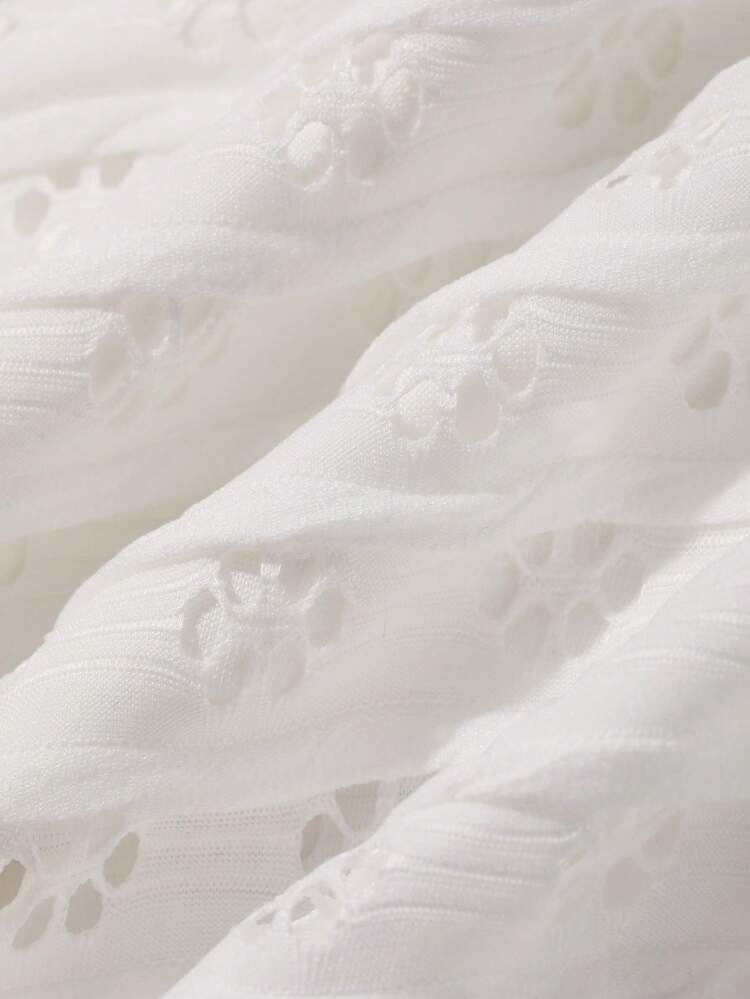 Summer Casual White Short Top Hollow Jacquard Lace Blouse Lace-Up Tie Off-Shoulder Elegant Wedding Banquet Women's Shirt