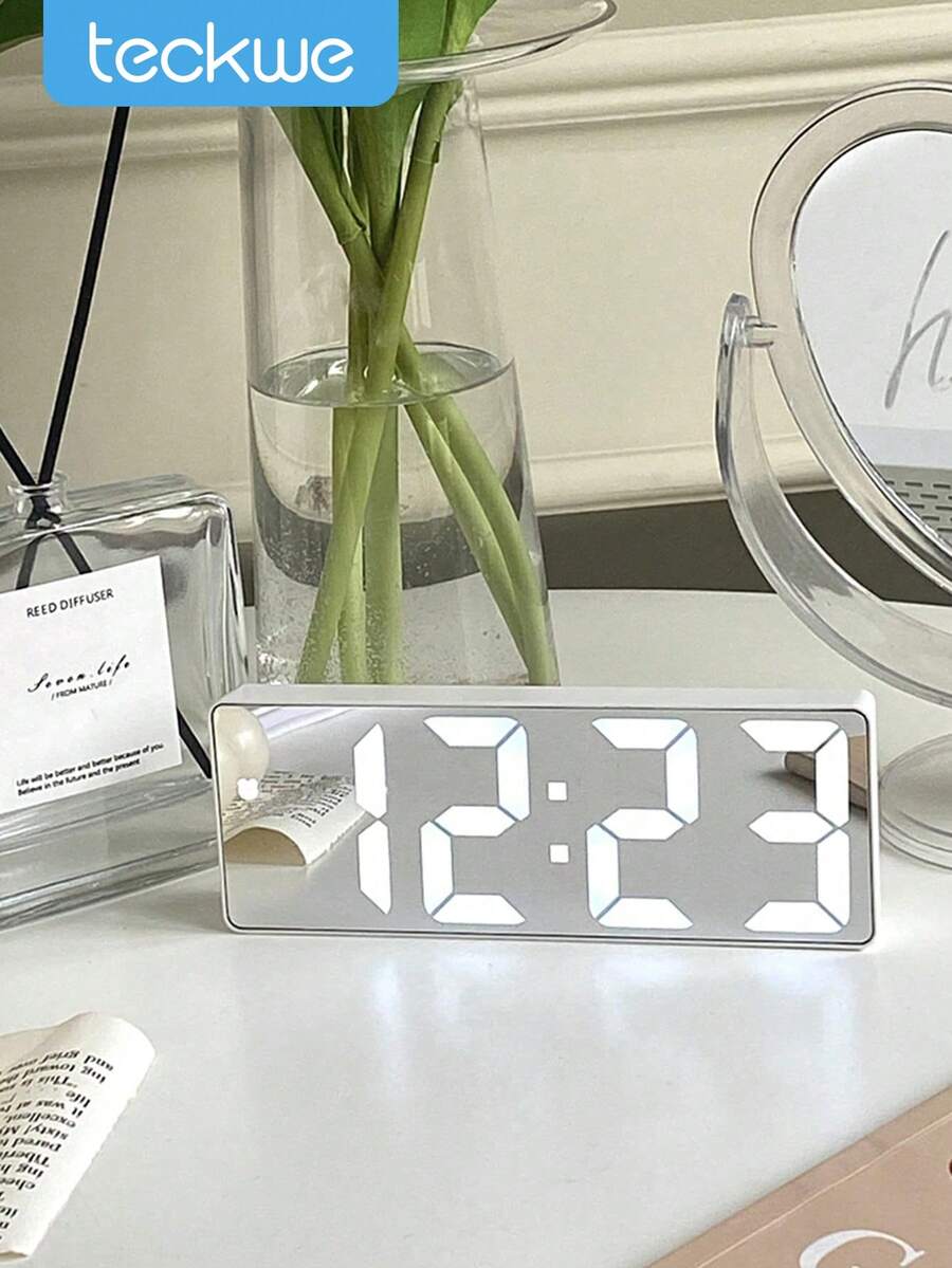 Teckwe LED Digital Alarm Clock, Adjustable Volume, And Night Light Function, Suitable For Both Children And Adults. With A Modern Style Desktop Design And Automatic Dimming Function, It Boasts Large Digital Display, Making It Ideal For Bedrooms And Living Rooms. This Product Does Not Include Dry Batteries And Requires Separate Purchase - white box - View 1