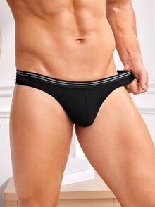 DrisQ DrisQ Men's Striped Thong Sexy Underwear - Black - View 3