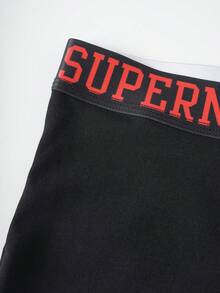 SUPERMAN X SHEIN 男士字母印花休閒日常四角內褲 - 黑色 - 查看 4