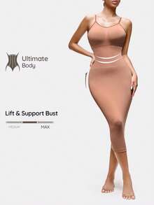 SHAPORA 1pc Women's Sleeveless Bodycon Dress - Brown - View 1