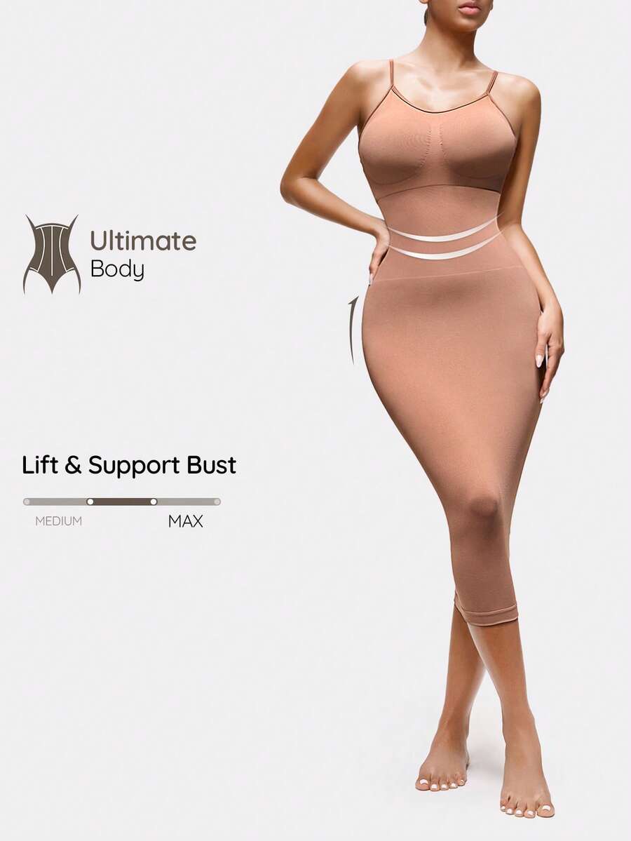 SHAPORA 1pc Women's Sleeveless Bodycon Dress - Brown - View 1