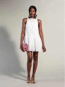 Rouah Vestido mini con volante de encaje de verano SS26 - Blanco - Ver 4