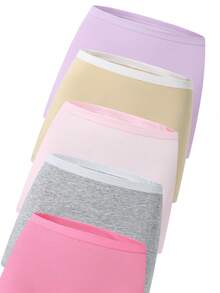 [6pcs Randomly Sent]All Season Pure Cotton Skin-Friendly Classic Solid Color Basic Hipster Briefs For Girls - Multicolor - View 3