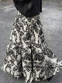 FRIFUL Women's Casual Boho Vintage Printed Wide Leg Loose Pants Summer Vacation Beige - Multicolor - View 2