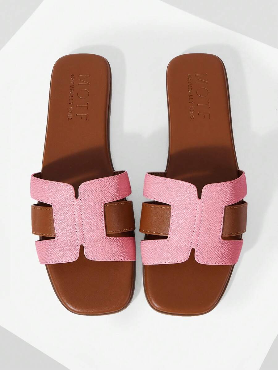 MOTF PREMIUM WOMEN'S COMFORTABLE MINIMALIST CASUAL FLAT SANDALS FOR CHRISTMAS SPRING SHOES - Pink brown - View 1
