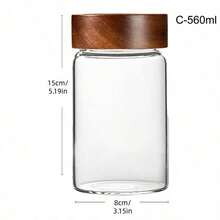 1pc Glass Storage Jar, Airtight Food Container With Wooden Lid, Transparent Glass Canister Suitable For Pantry, Kitchen To Store Flour, Sugar, Tea, Coffee, Snacks, Spices, Etc. - Multicolor - View 11