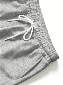 PAVTROS Pantalones cortos de hombre de talla grande, sueltos, simples y de moda para ocasiones casuales - Gris - Ver 4