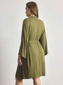 Ocili Jubah Santai Ukuran Besar yang Sangat Lembut, Halus & Bernapas, Cocok Dipadukan dengan Semua Pakaian Dasar - Dark Green - View 7