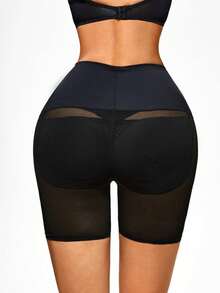 SHAPORA Solid Wideband Waist Shapewear Shorts - Black - View 4