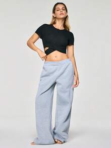 SHAPORA 1 pièce Top court noir moulant pour femme - Noir - Voir 1