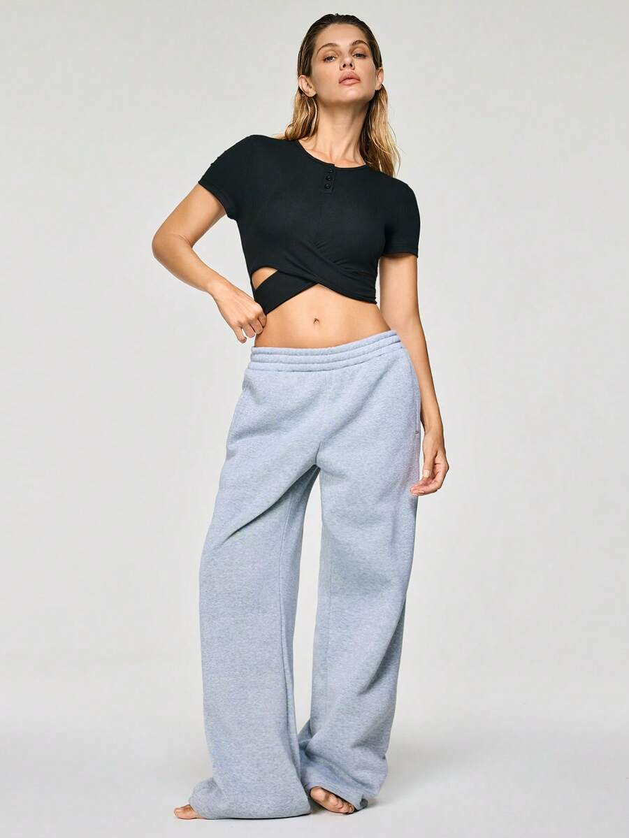 SHAPORA 1 pièce Top court noir moulant pour femme - Noir - Voir 1