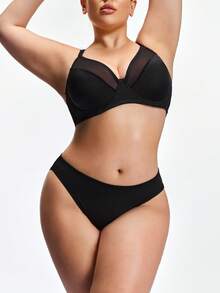 SHAPORA 1pc Plus Size Women's Underwire Bra With Lift And Side Support, Black Shiny - Black - View 3