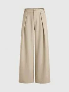 AXEPEAK Men's Solid Color Pleated Casual Versatile Daily Travel Long Pants - Green - View 2