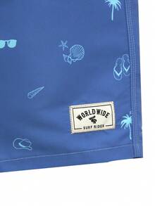 CoralVoy Men's Drawstring Waist All-Over Print Casual Vacation Beach Shorts, Holiday - Dusty Blue - View 4